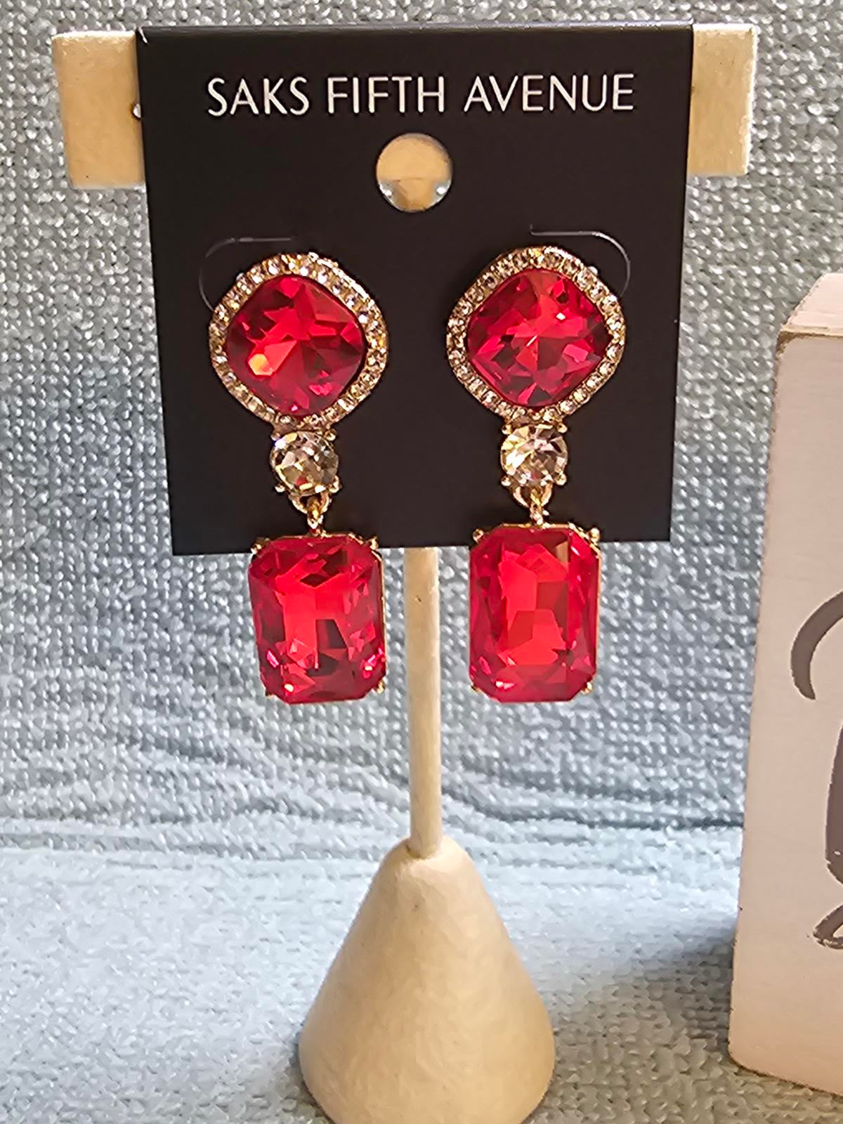 Saks Fifth Avenue Stunning Red Earrings