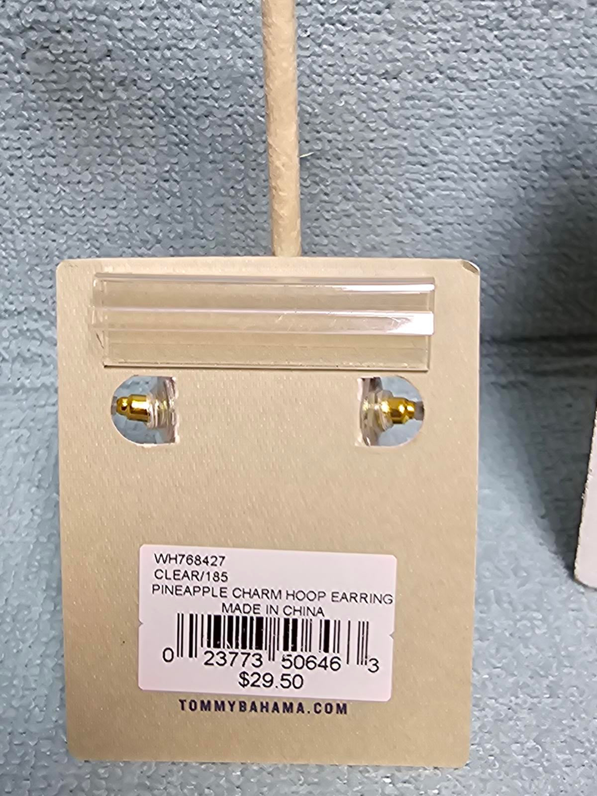 Tommy Bahama Pineapple Charm Hoop Earrings