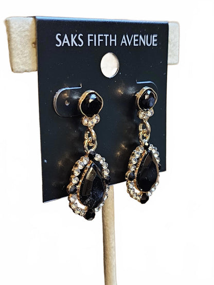 Saks Fifth Avenue Elegant Black Drop Earrings