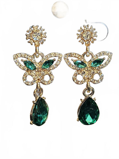 Saks Fifth Avenue Butterfly Earrings with Green Accents