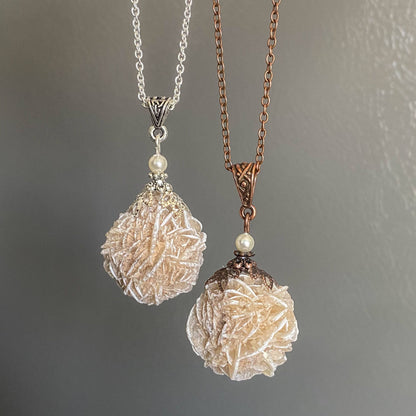 Desert Rose Selenite Necklace, Spirit Guardian, Protection