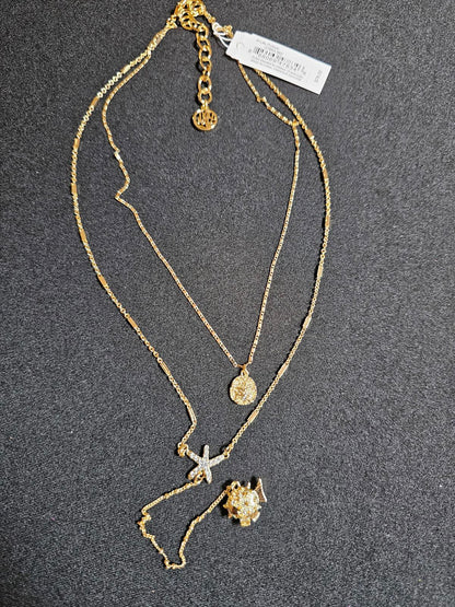 Lilly Pulitzer Gold Layered Necklace with Fish Pendant