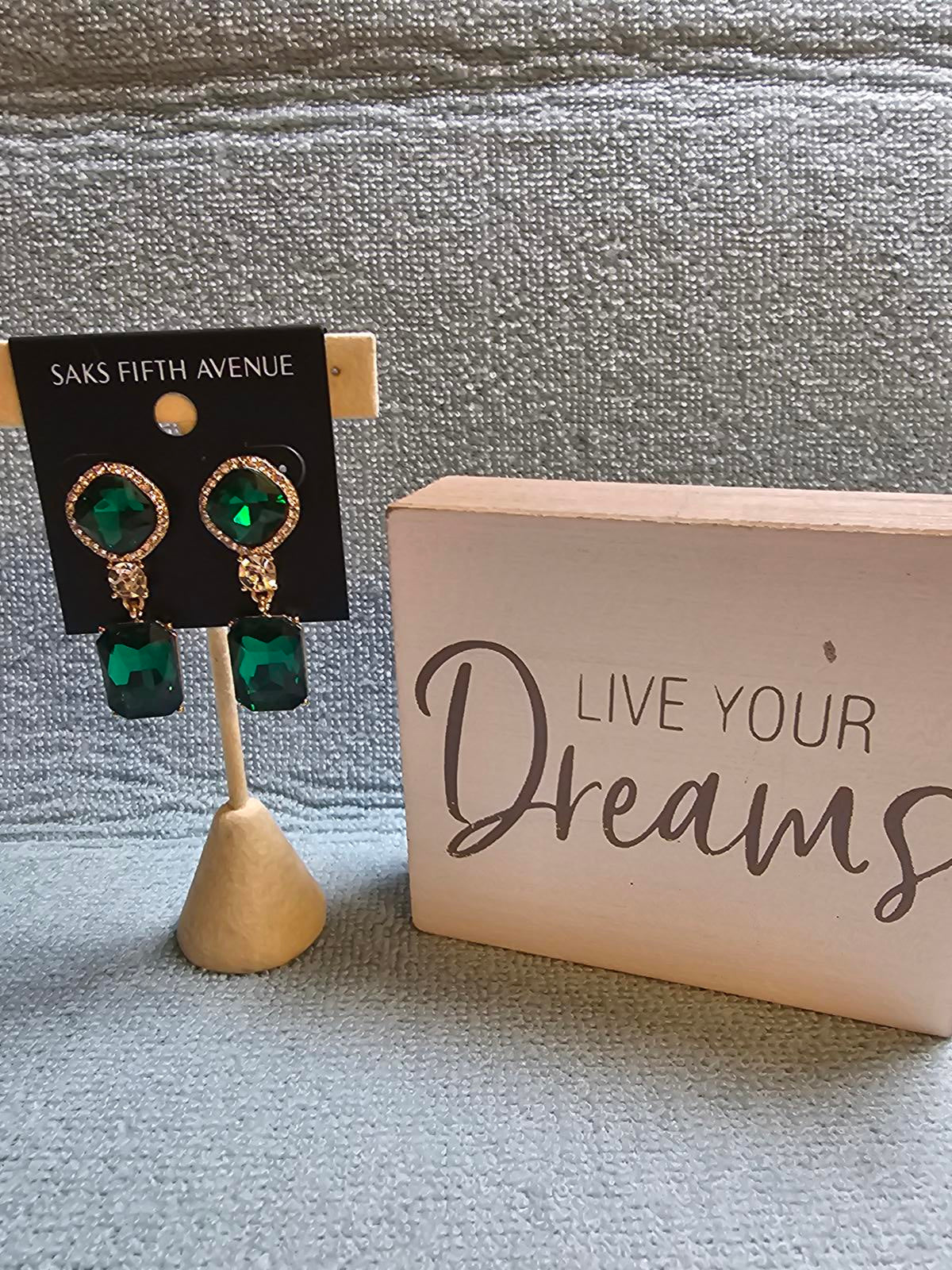 Saks Fifth Avenue Green Crystal Earrings