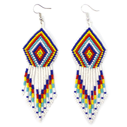 Handmade Beaded White Necklace Earrings Set