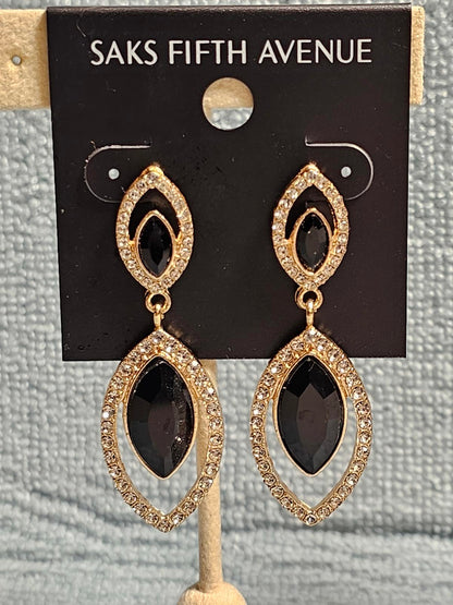 Elegant Black Stone Drop Earrings by Saks Fifth Avenue
