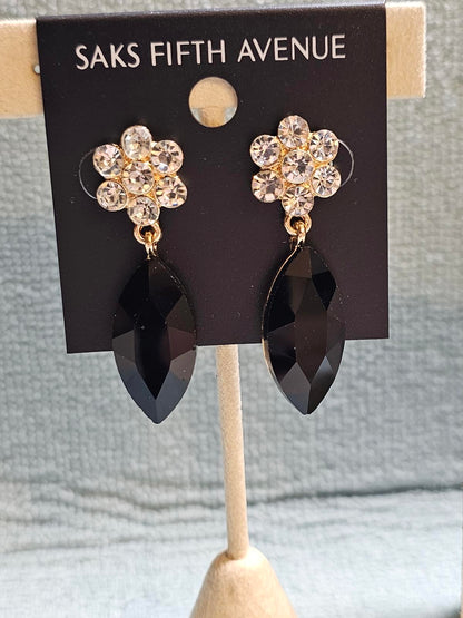 Elegant Black Drop Earrings by Saks Fifth Avenue