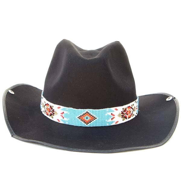 Handmade Cyan Blue Turtle Beaded Cowboy Hat Band Waist Belt