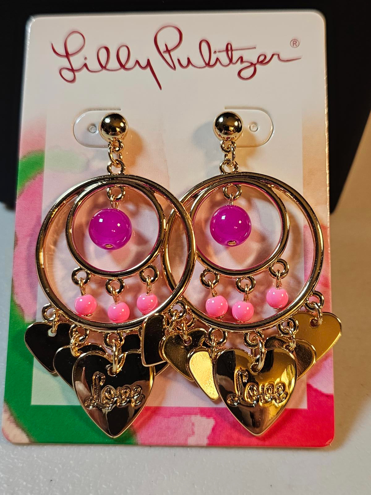 Lilly Pulitzer Heart Dangle Earrings