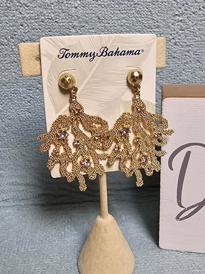 Tommy Bahama Coral Drop Earrings with Crystals