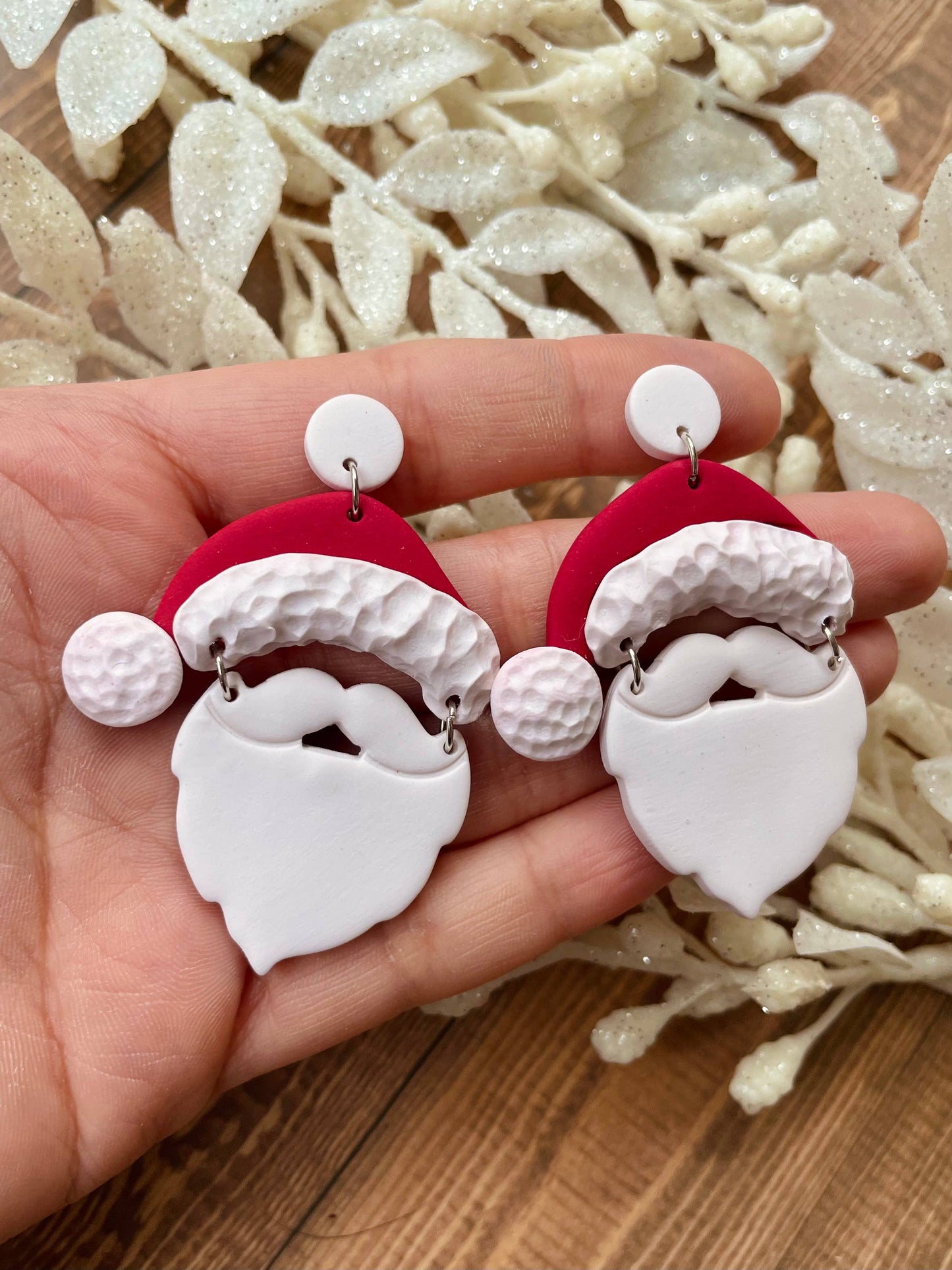 Santa Claus clay dangle earrings