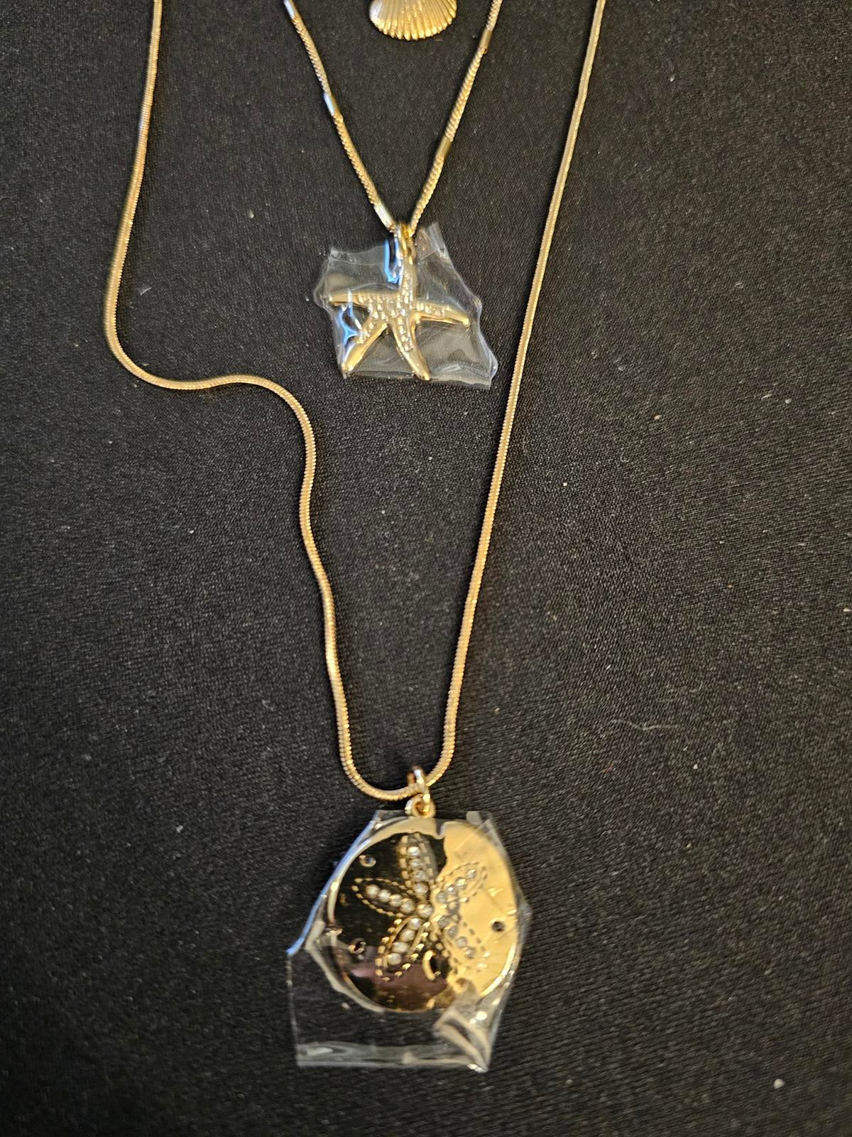 Elegant Tommy Bahama Layered Shell and Starfish Necklace Set