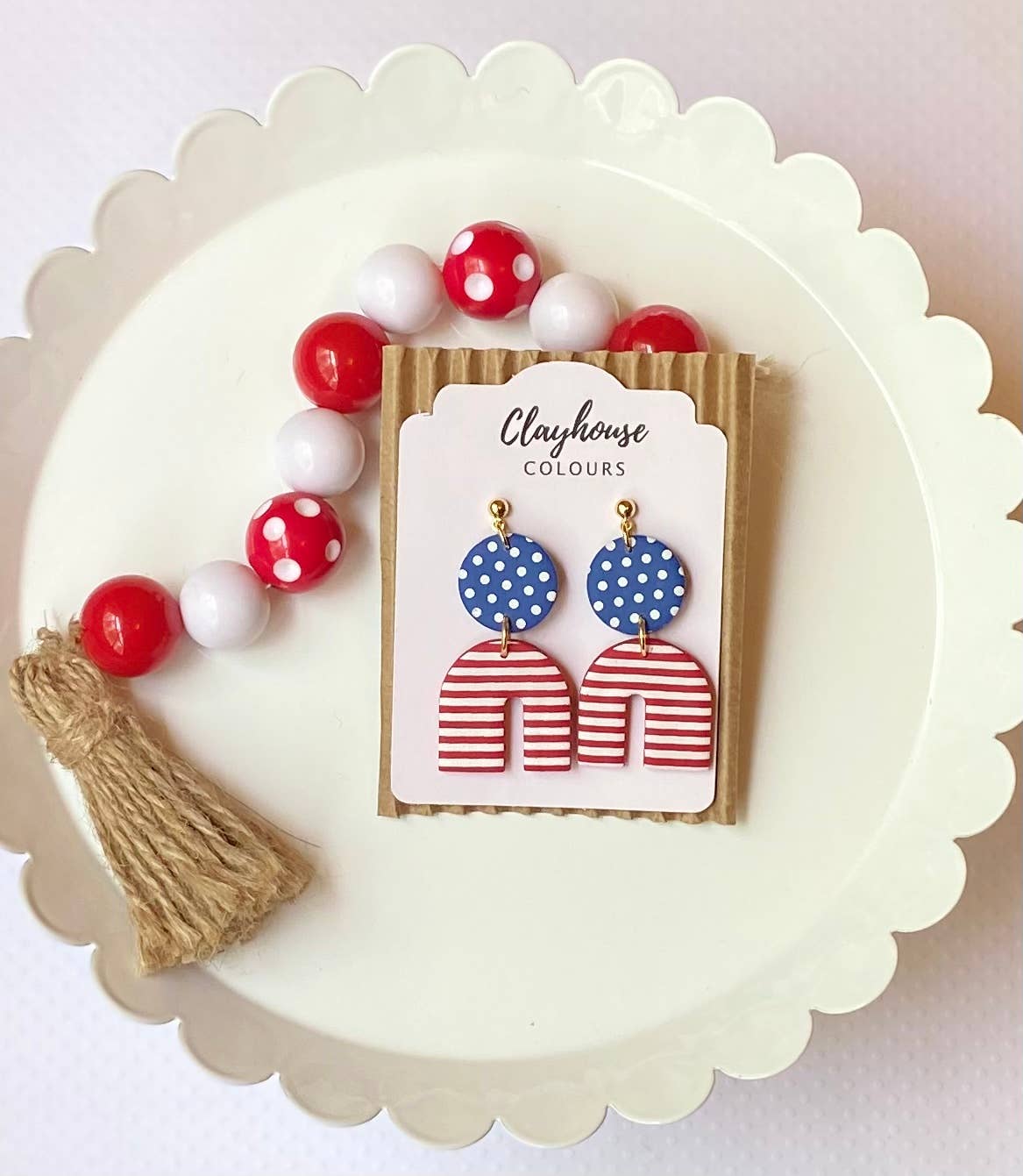 Red, White & Blue Clay Earrings | Patriotic Earrings