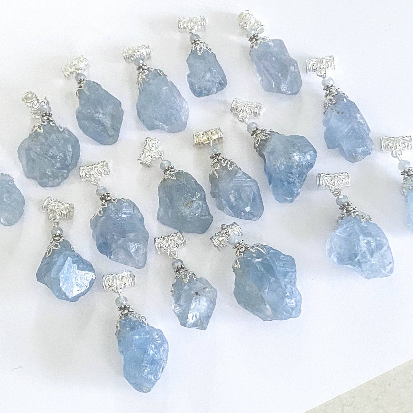 Raw Celestite Pendant, Angelic Communication Healing Energy