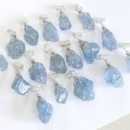 Raw Celestite Pendant, Angelic Communication Healing Energy