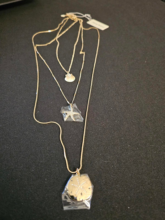 Elegant Tommy Bahama Layered Shell and Starfish Necklace Set