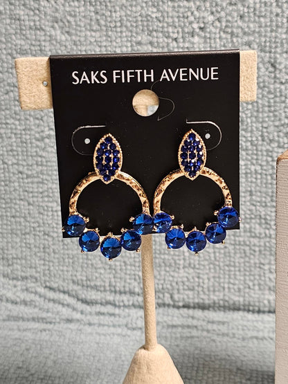 Elegant Blue Gemstone Hoop Earrings by Saks Fifth Avenue