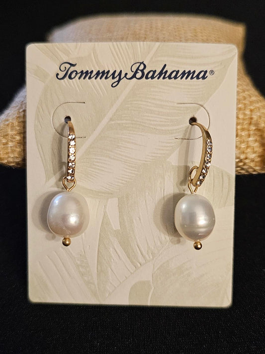 Tommy Bahama Pearl Drop Earrings with Sparkling Accents