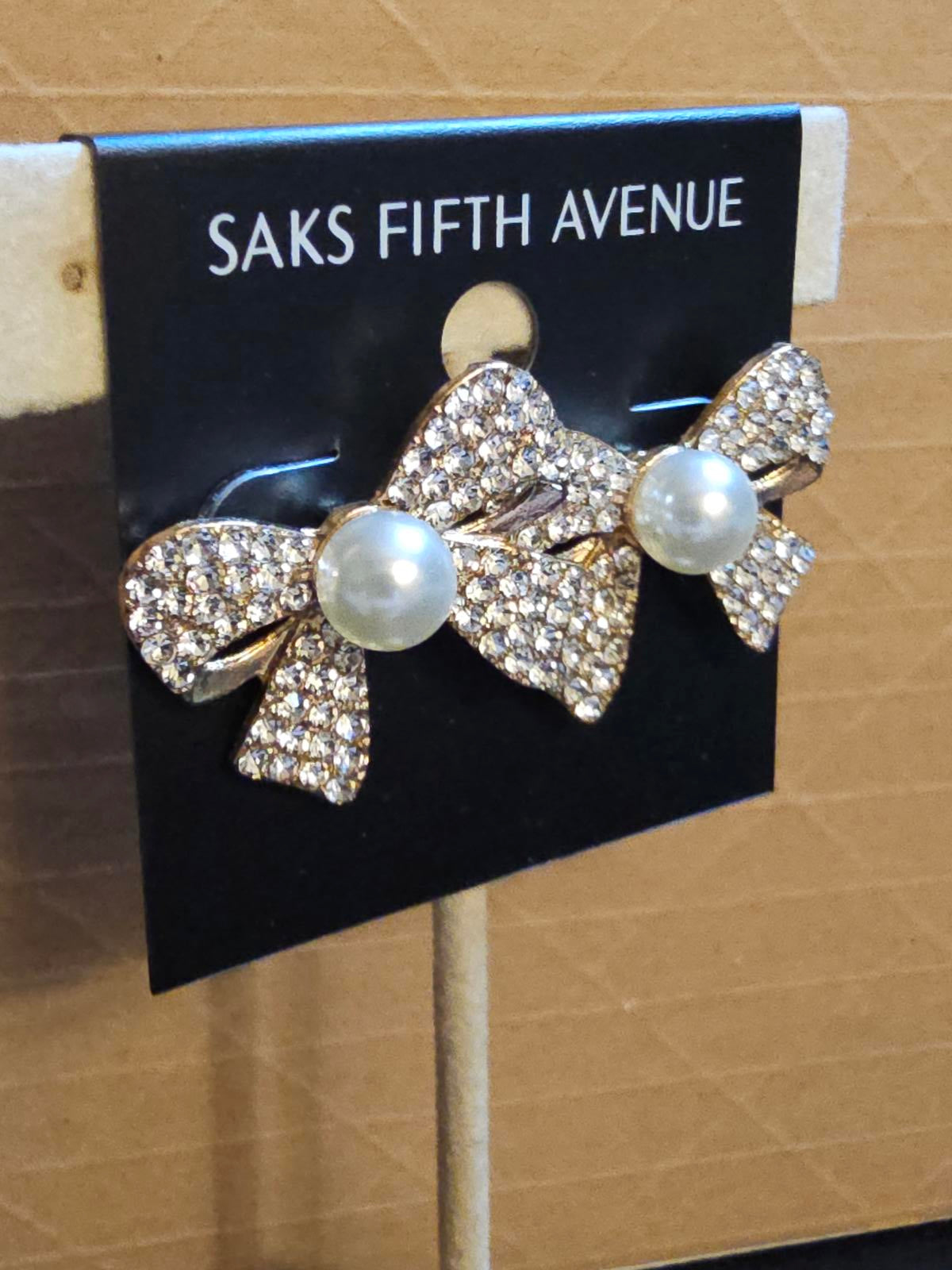 Elegant Crystal Bow Earrings from Saks Fifth Avenue