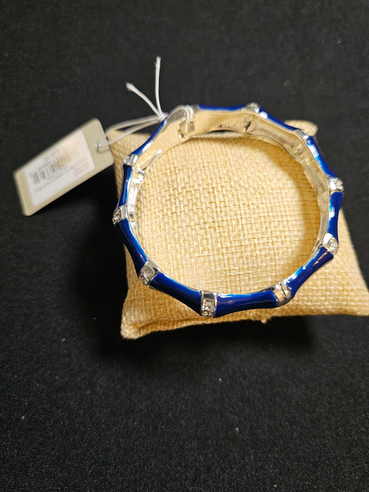 Elegant Tommy Bahama Blue Enamel Bamboo Bracelet with Crystal Accents