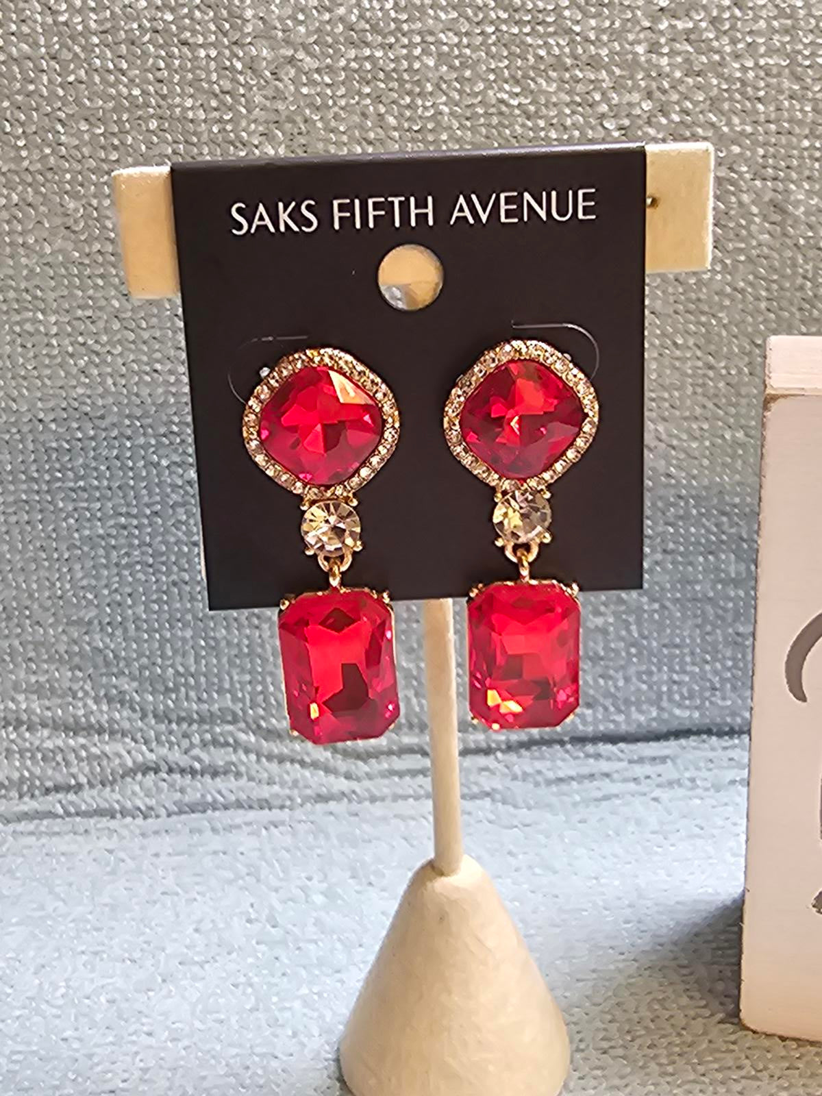 Saks Fifth Avenue Elegant Red Earrings