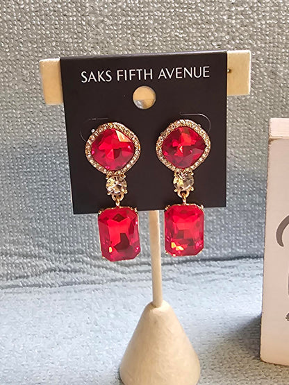 Saks Fifth Avenue Elegant Red Earrings