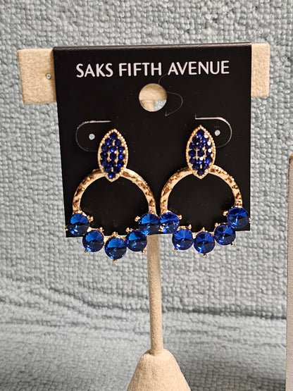Elegant Blue Gemstone Hoop Earrings by Saks Fifth Avenue