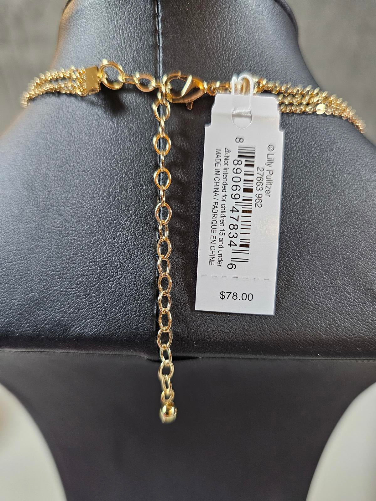 Elegant Lilly Pulitzer Triple Layered Gold Colored Necklace