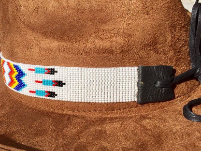 White Blue Bead Work Beaded Cowboy Hat Band Belt