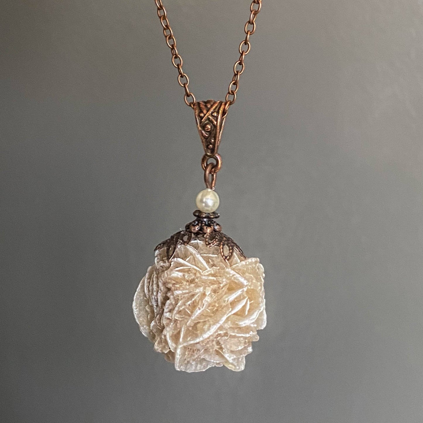 Desert Rose Selenite Necklace, Spirit Guardian, Protection
