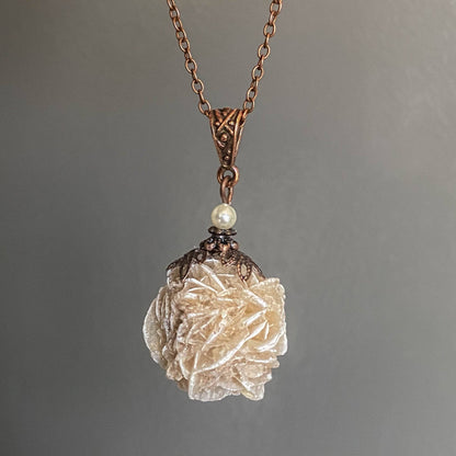 Desert Rose Selenite Necklace, Spirit Guardian, Protection