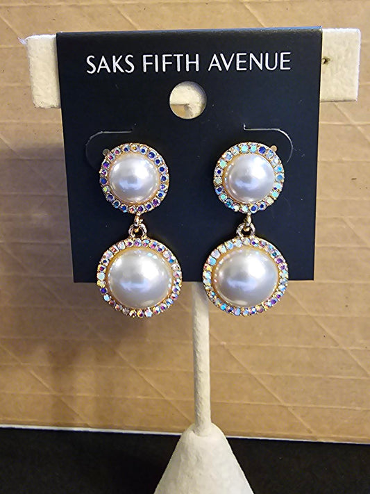 Saks Fifth Avenue Elegant Pearl Drop Earrings