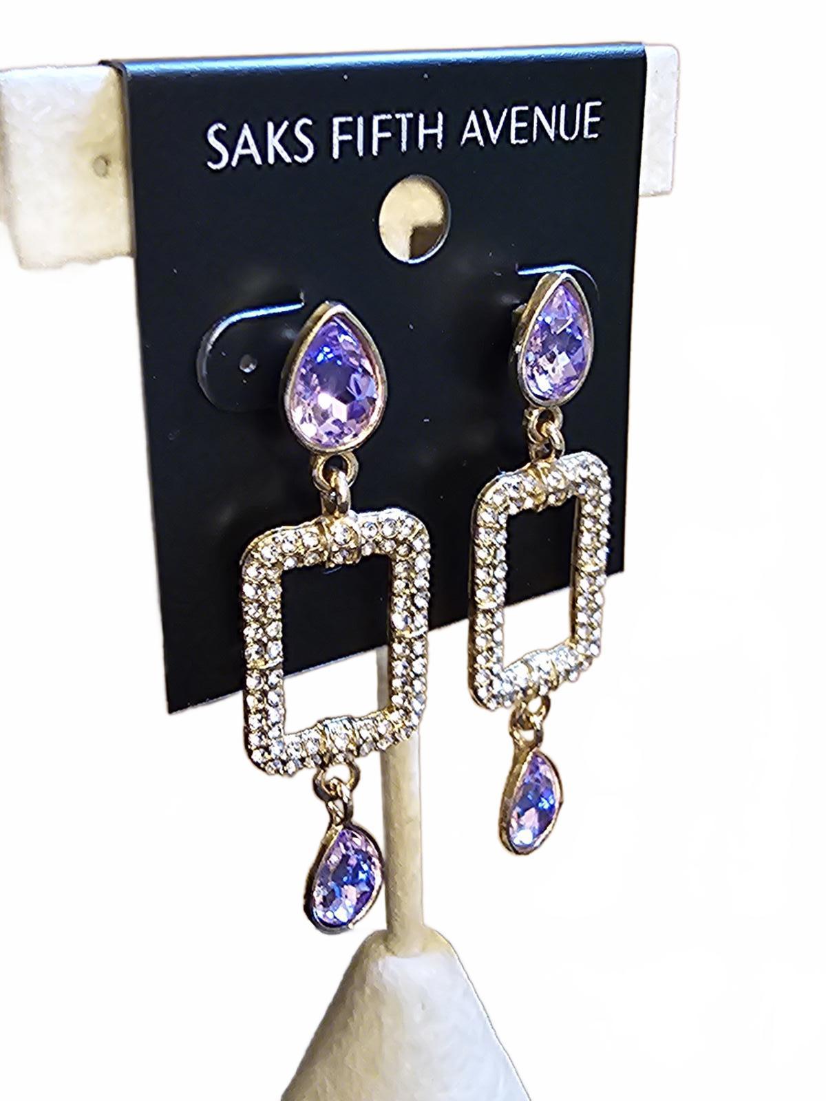 Elegant Purple Dangle Earrings by Saks Fifth Avenue