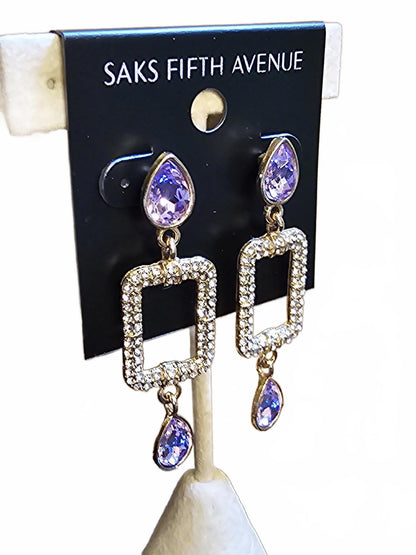 Elegant Purple Dangle Earrings by Saks Fifth Avenue