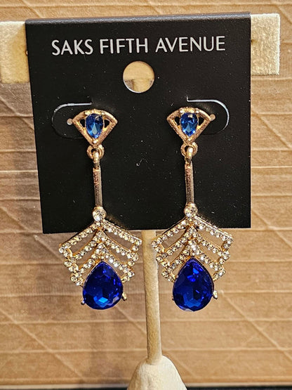 Elegant Blue Teardrop Earrings by Saks Fifth Avenue