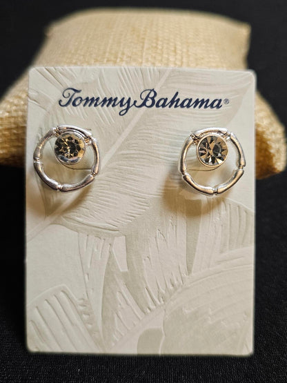 Tommy Bahama Bamboo Stud Earrings - Elegant Silver Design