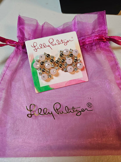 Lilly Pulitzer Blush Pink & Gold tone Stud Earrings
