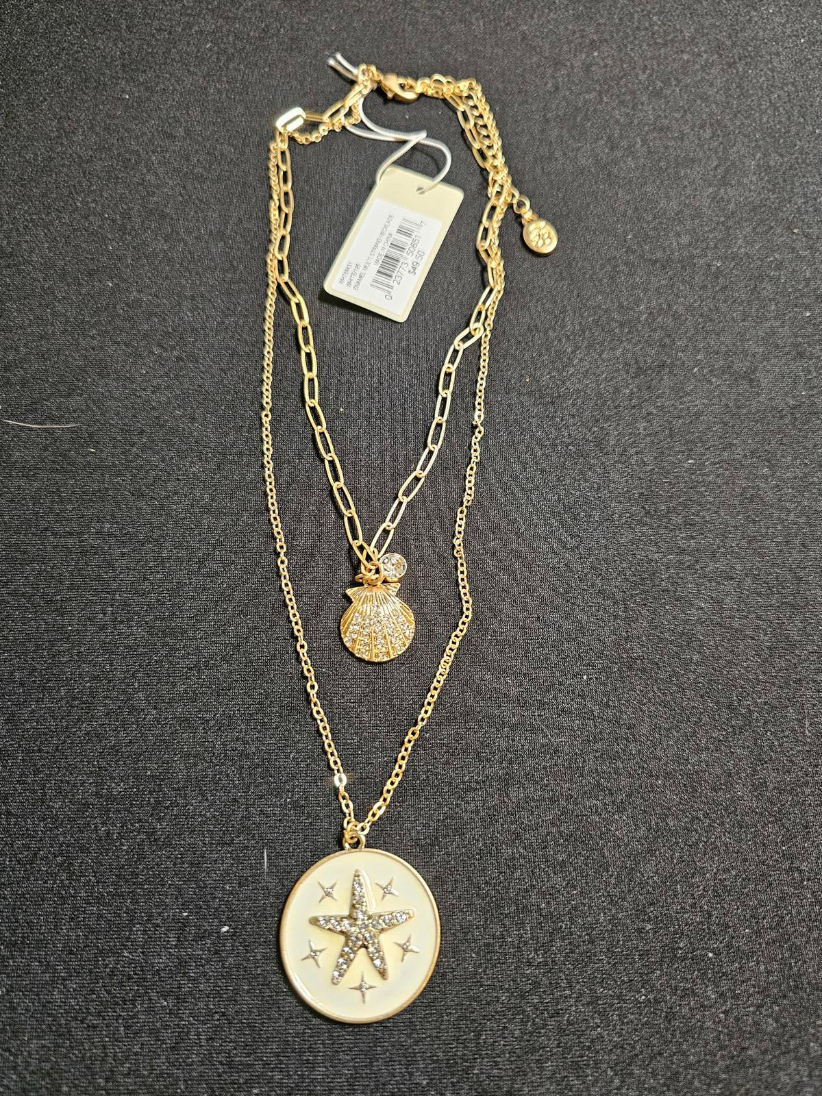 Tommy Bahama Gold Layered Necklace with Starfish and Shell Pendant