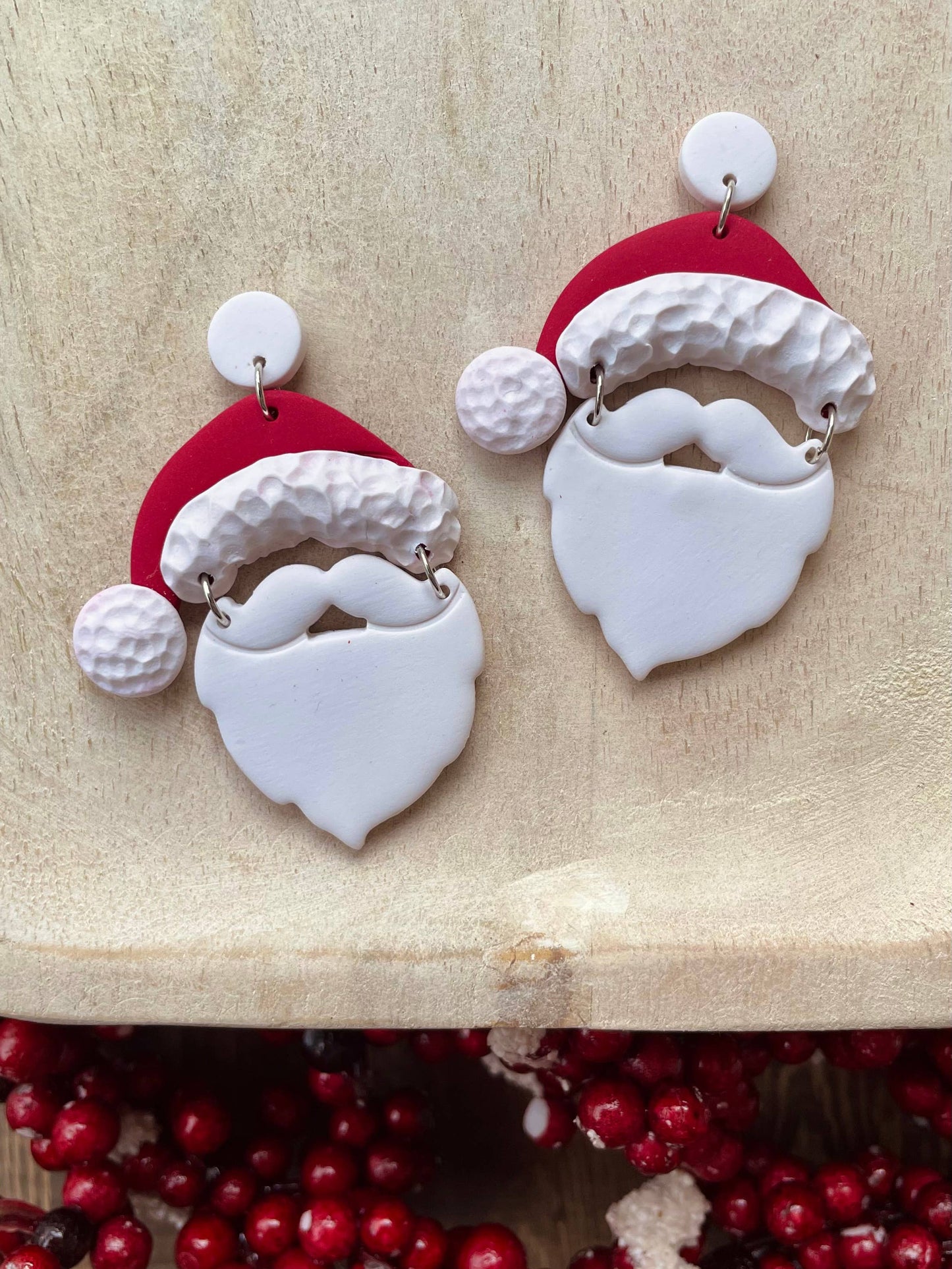 Santa Claus clay dangle earrings