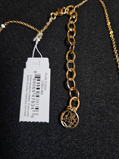 Gold Palm Tree Lilly Pulitzer Necklace with Sparkling Accents