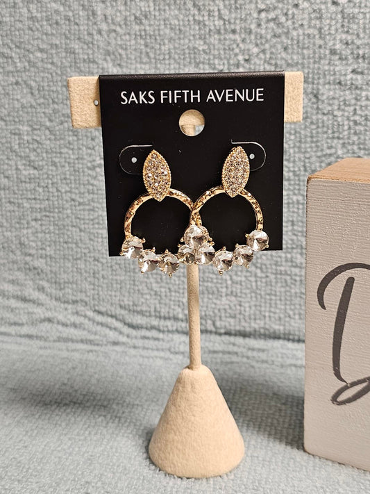 Elegant Saks Fifth Avenue Crystal Hoop Earrings