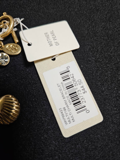 Tommy Bahama Gold Tone Charm Bracelet with Pineapple & Shells