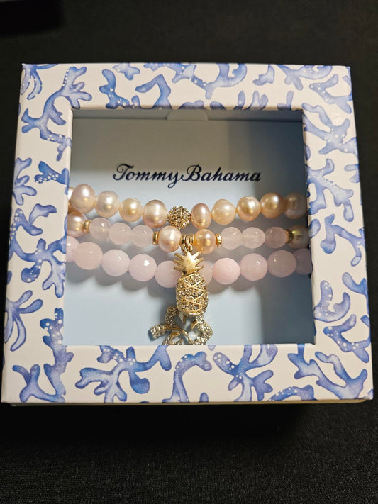 Tommy Bahama Pearl and Gemstone Stretch Bracelet Set