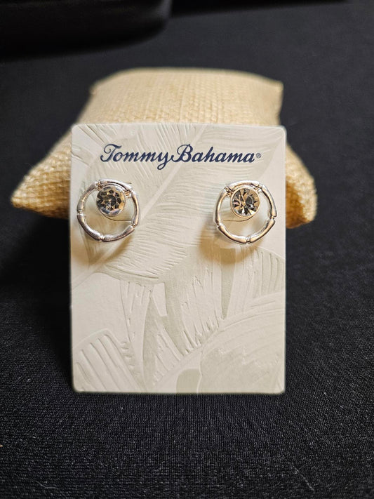 Tommy Bahama Bamboo Stud Earrings - Elegant Silver Design