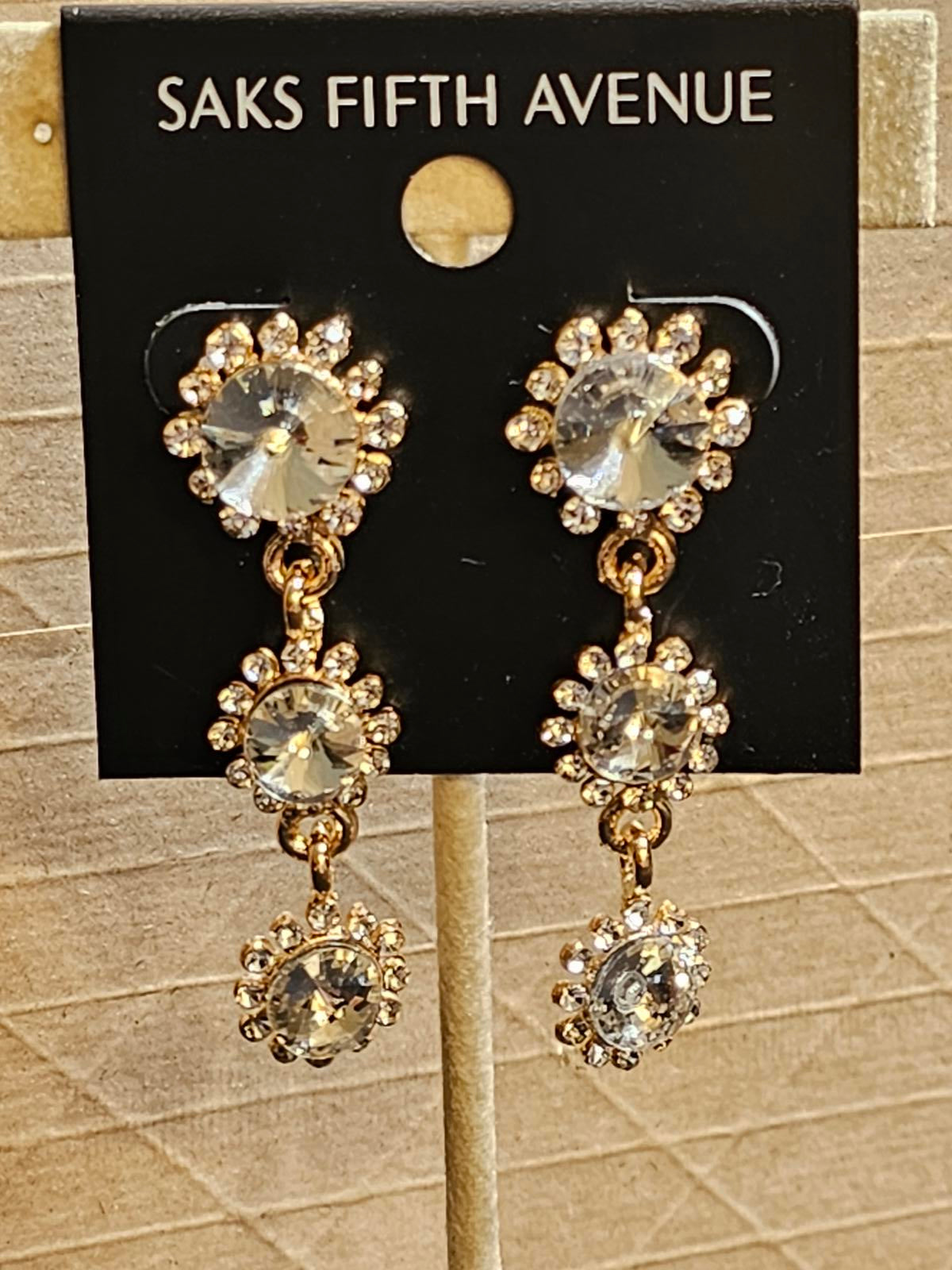 Saks Fifth Avenue Elegant Crystal Drop Earrings