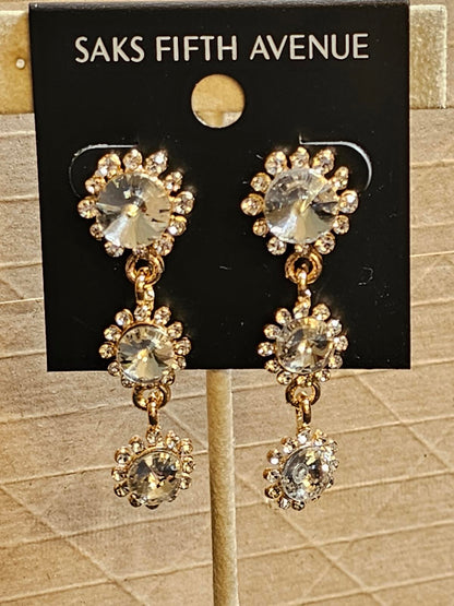 Saks Fifth Avenue Elegant Crystal Drop Earrings