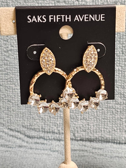 Elegant Saks Fifth Avenue Crystal Hoop Earrings