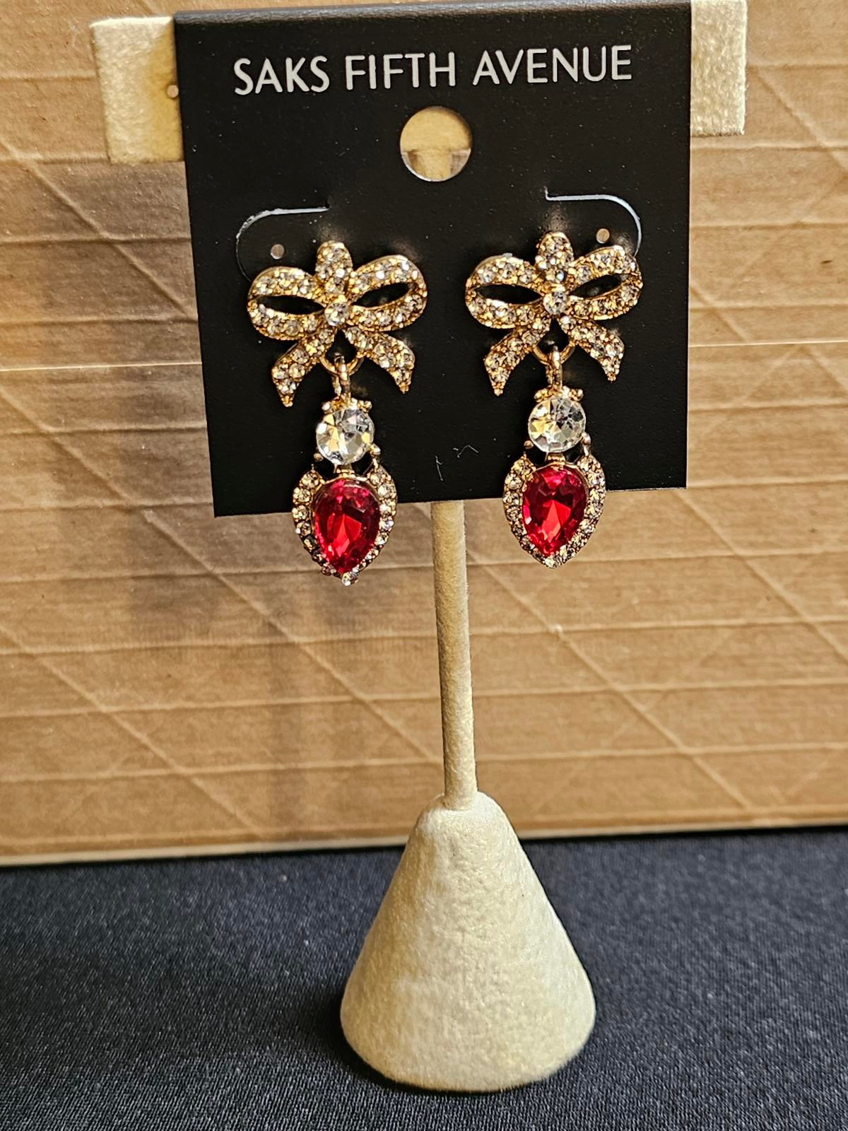 Saks Fifth Avenue Crystal Bow Drop Earrings