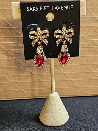 Saks Fifth Avenue Crystal Bow Drop Earrings