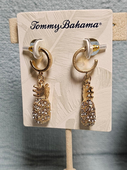 Tommy Bahama Pineapple Charm Hoop Earrings