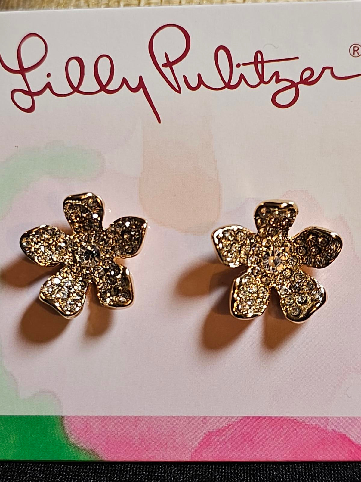 Lilly Pulitzer Glitter Flower Stud Earrings
